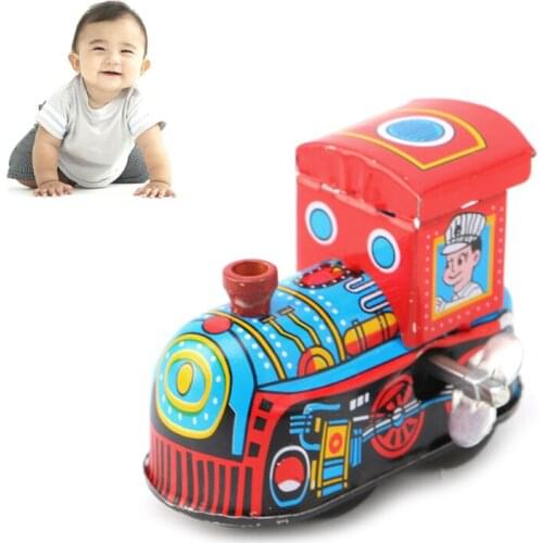 Retro Steam Train Reminiscence Children Vintage Tin Toy Clockwork Toys Gift W15