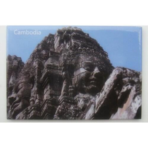 Rectangle Rigid Magnets , Cambodia Angkor Wat Scene Tourist Metal Fridge Magnet SFM5191