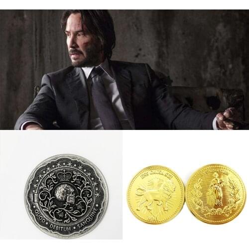 John Wick Coin Cosplay Prop Accessories Gold Coins with Blood Oath Marker