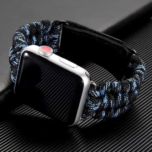 Outdoors Survival Rope strap For Apple watch band 44 mm 40mm 42mm 38mm Leather iWatch Bracelet for Apple watch series 5 4 3 44mm