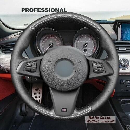 DIY Hand Stitching PU Carbon Fiber Black Leather Car Steering Wheel Cover for BMW Z4 E89 2009-2016