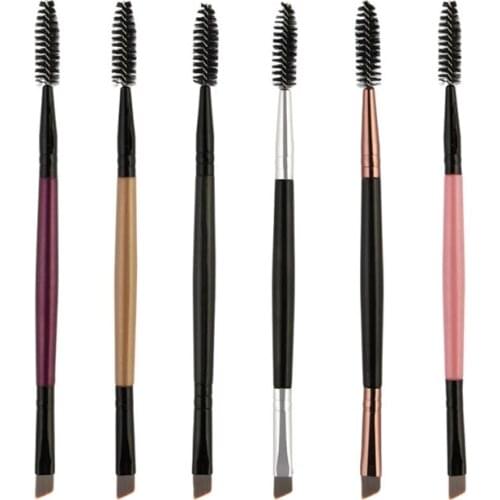 Double Heads Eyebrow Brush Eyelash Comb Professional Makeup Angled Eye Brow Brushes Portable Cosmetics Tools