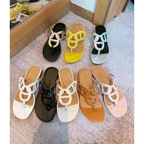 Flip-flops Roman fashion leather plus size flat-bottom comfortable flip-flops beach flat-heeled womens shoes summer