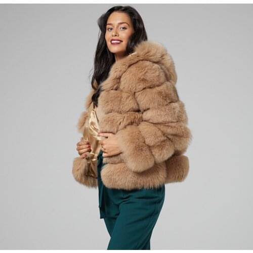 Real Fur Jacket Women Winter Fashion Warm Hooded Coat Real Fox Fur Overcoat Plus Size Customized Coat