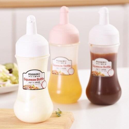 1Pc 350ml Squeeze Bottle Plastic Sauce Vinegar Oil Ketchup Gravy Cruet Condiment Dispenser Kitchen Accessories