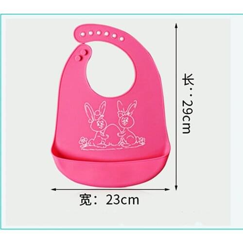 2021 Cute Baby Bibs Waterproof Silicone Bib Infant Toddler Feeding Saliva Towel Cartoon Adjustable Children Apron with Pocket