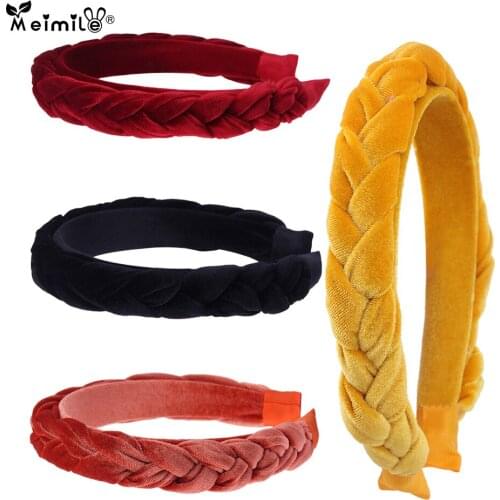 3cm wild twist Velvet headband ladies hair bands sweet girl cartoon cross braid bow hair rope cute hair accessories