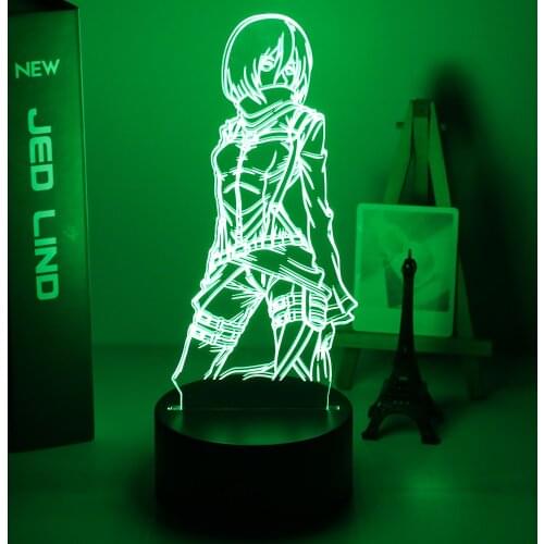 3d Lamp Attack on Titan Mikasa Ackerman Figure Kids Nightlight for Room Decoration Led Color Changing Night Light Anime Gift