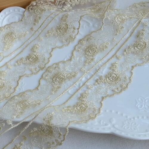 5meters/lot 4CM Light golden thread embroidery curtain clothing home lace Accessary X880
