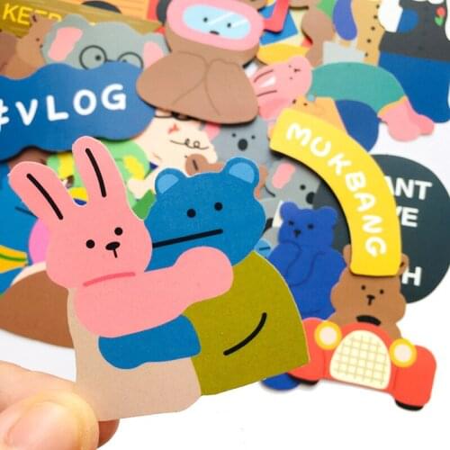 50Pcs DIY Korean Ins Cartoon Cute Bear Sticker Laptop Ipad Mobile Phone Shell Sticker Sticker Set Sticker Decorative Cup Sticker