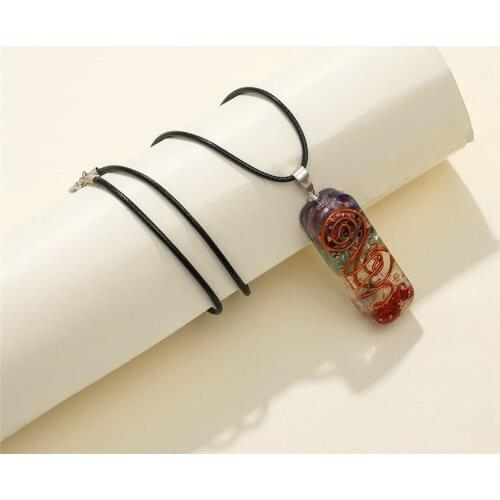7 Chakra Orgone Pendant Necklace Energy Healing Crystals Resin Copper Coils Necklace