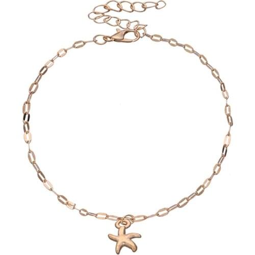 1pc Fashion Alloy Starfish Decor Anklet Creative Adjustable Simple Alloy Anklet Chain Anklet For Women Girls Jewelry Accessories