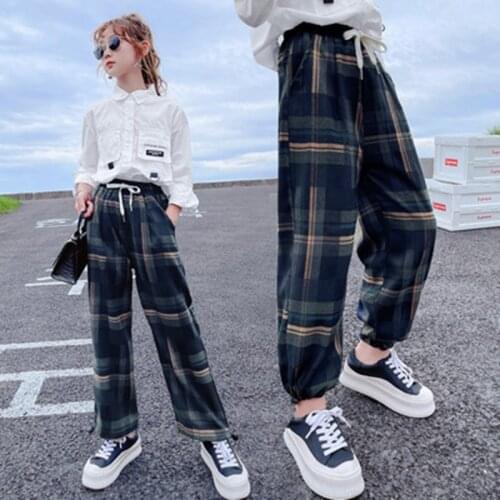 New Children Pants for Boys Girls Plaid Trousers Teenager Casual Training Sport Korean Clothes Kids Spring Autumn Hot Sale Pants