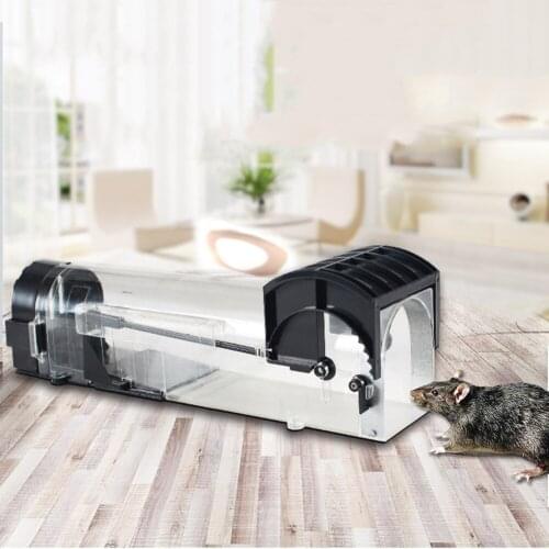 Household Ransparent Reusable Mousetrap Outdoor Indoor Garden Mice Catcher Plastic Automatic Sense Locking Rat Trap
