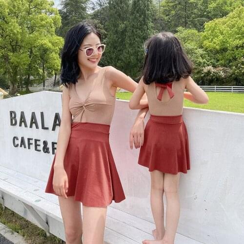 Women Girls One Piece Suits Monokini Korean Mother And Daughter Parent-child Beach Swimwear Swimsuit Tankini Bathing Suit