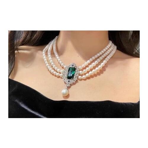 Eternal wedding Women Gift word 925 r real natural big Boutique gift white pearl necklace round 6-14MM