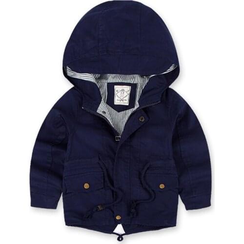 Childrens Windbreaker Spring Autumn Jacket For Boy Casual Kids Trench Coat New Arrival Boy Coat Long Sleeve Hooded Boys Jackets