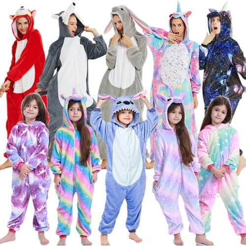 Kigurumi Children Winter Sleepwear Kids Unicorn Panda Pajama sets Baby Girls Boys Unicornio Onesies Licorne Animal Anime Cosplay