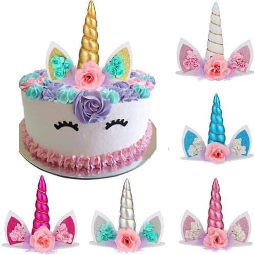 Unicorn Rainbow Cake Topper Kid Baby Cake Decoration Cloud Balloon Cupcake Topper Baby Shower Birthday Wendding Party Decoration