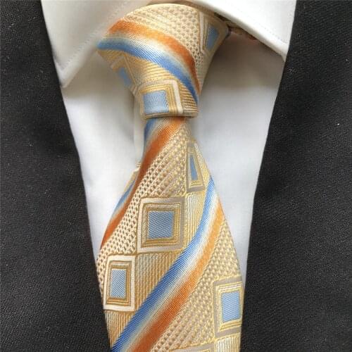 10 cm Width New Design Mens Ties Jacquard Woven Neck Tie Corbatas Fashion Geometric Plaids Neckties