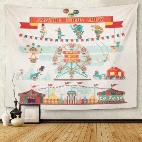 Carnival Amazing Circus Show Fair Fun Carousel Street Park Tapestry Wall Hanging for Living Room Bedroom Dorm 50x60 inches