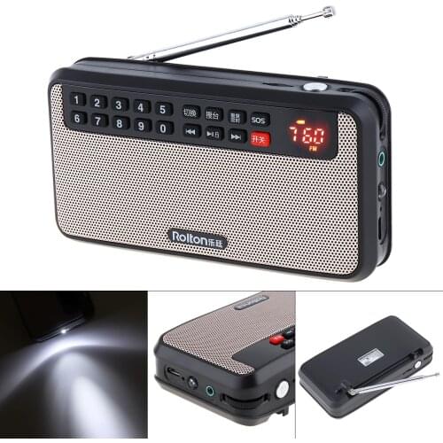 IPCRolton T60 Portable USB FM Radio Speaker with LED Display Subwoofer MP3 Music Player/Torch Lamp/Money Verify for Home/Outdoor