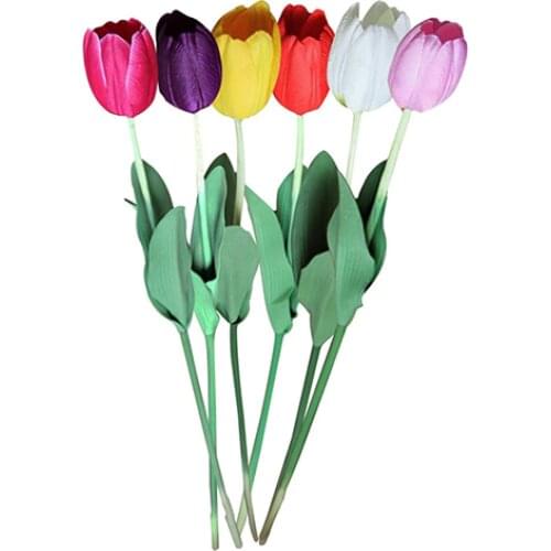 Artificial Flowers Wedding Pretty Latex Real Touch Artificial Silk Tulip Flower Bouquet Home Decoration