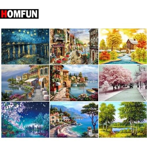 HOMFUN Paint With Diamond Embroidery "Landscape " Diamond Painting Full Square Round Picture Of Rhinestone Decor