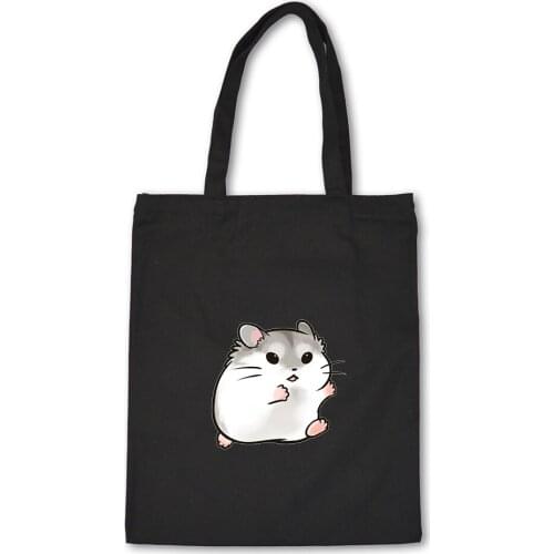 Kawaii Cartoon Package Harajuku Foldable Shopping Bags White Canva Tote Vintage Reusable Cloth Totes Handbag Shoulder Ulzzang