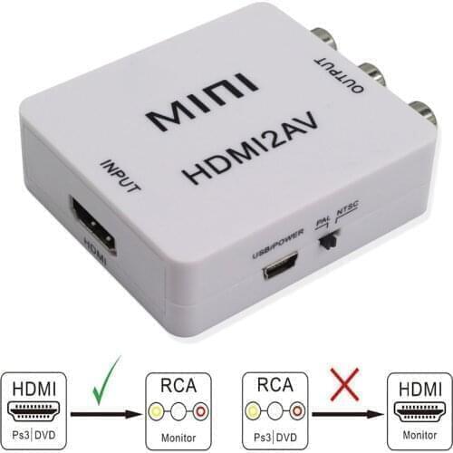MINI HDMI to 3RCA CVBS Composite Video AV Converter Adapter TV VHS VCR DVD