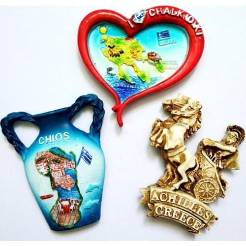 Handmade Painted Greek Mythology Warriors 3D Fridge Magnet Travel Souvenir Refrigerator Magnetic Stickers Home Decortion