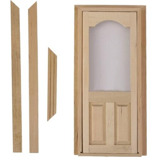 1:12 Scale Internal Wooden Door & Frame Dolls House Decor DIY Accessory Dollhouse Miniature