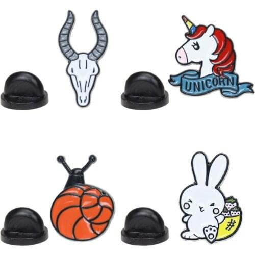Goat snail rabbit unicorn cartoon animal color dripping oil metal brooch badge delivery decoration gift for children