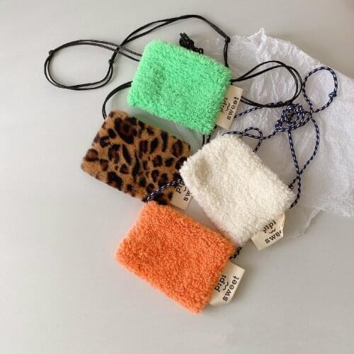 Girls Mini Purses Cute Little Girl Leopard Cross Body Bag Kawaii Kids Small Coin Wallet Pouch Faux Fur Toddler Purse