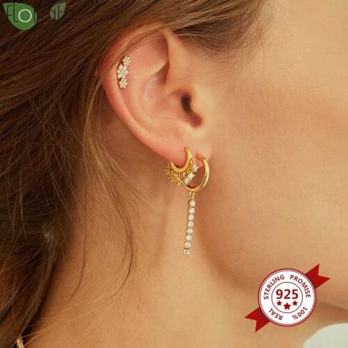 Fashion Jewelry 925 Silver Ear Buckle Simple Crystal CZ Bohemian Hoop Earrings Ladies Spring And Summer New Accessories