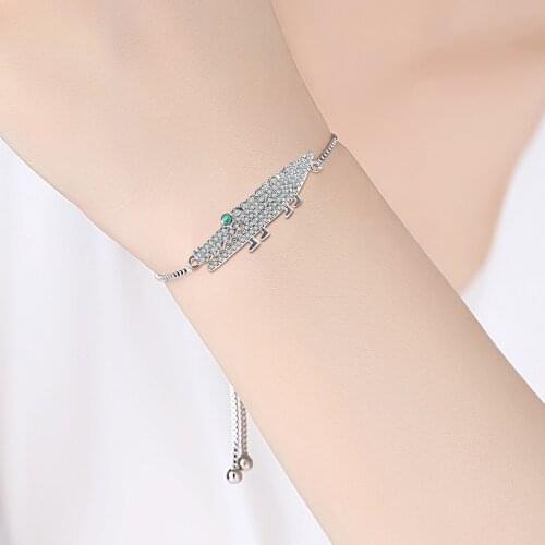 Fashion and Luxury Bracelet for Women Korean Version of Simple Microinlaid Crocodile Shape Accessories Adjustable Zircon Jewelry