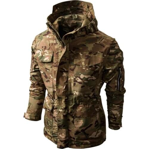Retro Mans Coat Camouflage Printed Hooded Tactical Jackets For Men Military Jackets and Coats Winter Trench Coats European Style