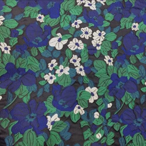 NCF458 White Blue Florals Yarn-dyed Jacquard Brocade The European and American Style Spring and Autumn Coat Dress Fabrics