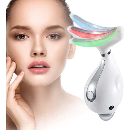 New Electric Led Face Light Therapy Vibration Face Neck Massager Double Chin Wrinkle Removal Skin Lifting Facial Tighten Neck