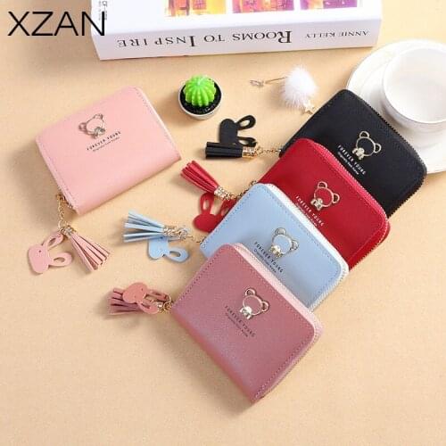 New Womens Wallet Short Style Cartoon Cute Bear Wallets Coin Purses Bag Girl Small Lady Wallet Credit Card holder bolsa