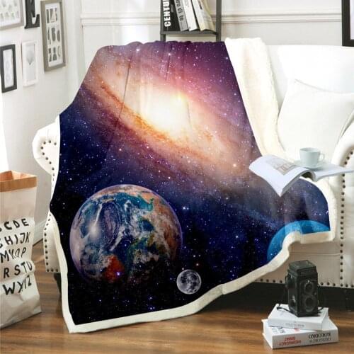 Galaxy 3D Digital Printing Chunky Knit Custom Blanket Winter Flannel Blanket Comfy Hood