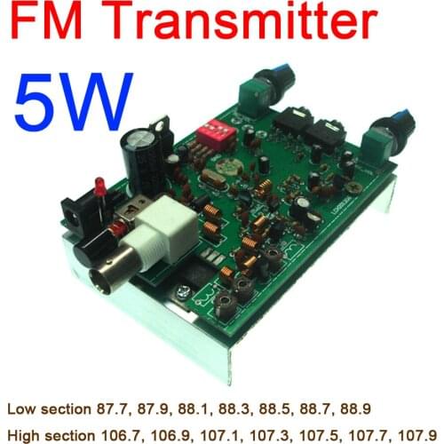 DYKB BH1417F 5W phase-locked loop FM stereo transmitter board / FM transmitter board DC 12V F/ Audio signal microphone signal
