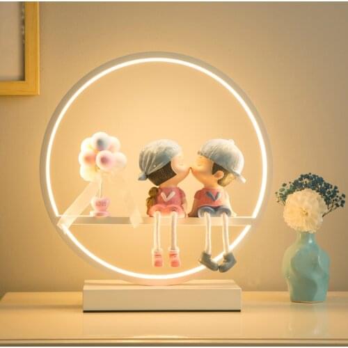 Nordic Bedroom Bedside Table Lamp Creative Smart Modern Ins Girly Style Table Princess Room Decorative Personality Wedding Gift