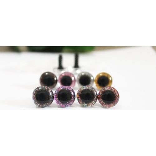20pcs/lot 14mm clear 3D glitter safety toy eyes +glitter fabric+ white hard washer--size & color option-N8