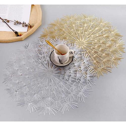 PVC Dandelion Hollow Nordic Style Non-slip Kitchen Placemat Coaster Insulation Pad Dish Coffee Table Mat Home Hotel Decor 51033