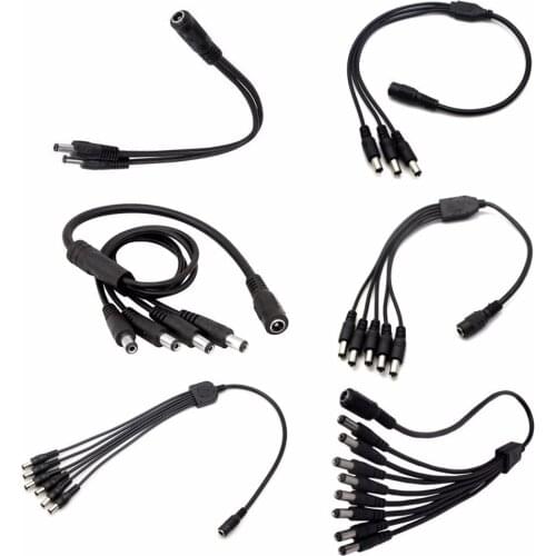 5.5 x 2.1mm Female to Male Plug DC Power Splitter Adapter Cable For CCTV Camera