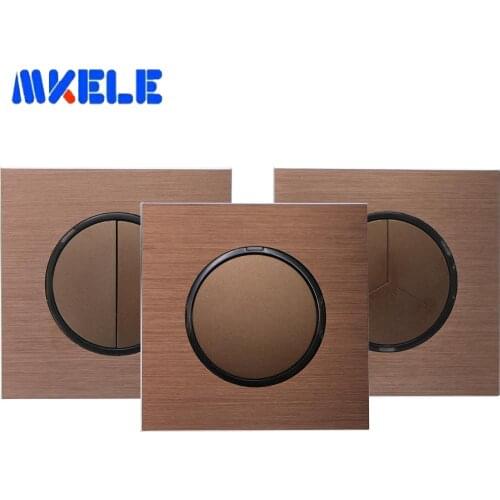 Luxurious 1-4 Gang 1-2 Way Random Click On / Off Wall Light Switch LED Indicator Push Button Wall Switch 15A Aluminum
