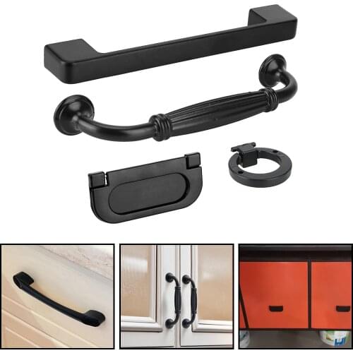 Cupboard Handles Drawer Knobs Cabinet Pulls Black Aluminum Alloy Kitchen Hardware for Furniture Cabinet Drawers