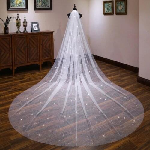 New Arrival Welon Ivory Wedding veil Appliques Lace Wedding accessories Long Boda vail bride bridal veils wedding