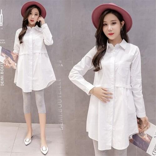 Loose Maternity Blouses Shirts Long Sleeve Blouses Tops Clothes for Pregnant Women Uniforms Shirts Pregnancy Clothing Plus Size